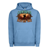 Pigment Pebble Blue Cowboys never die Urban Hoodie - HowdyJamesFarm