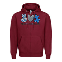 Burgundy peace love autism Zipper Hoodie - MaliasSmallBusiness