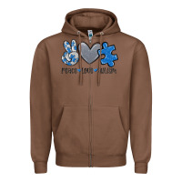 Chestnut peace love autism Zipper Hoodie - MaliasSmallBusiness