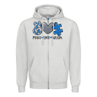 Dove Grey peace love autism Zipper Hoodie - MaliasSmallBusiness