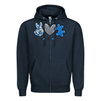 Navy peace love autism Zipper Hoodie - MaliasSmallBusiness