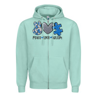 Seafoam peace love autism Zipper Hoodie - MaliasSmallBusiness