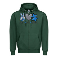 Sports Green peace love autism Zipper Hoodie - MaliasSmallBusiness