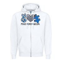 White peace love autism Zipper Hoodie - MaliasSmallBusiness