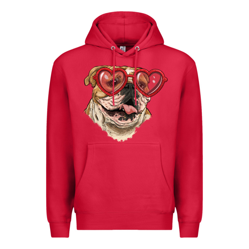 English Bulldog With Love Glass Premium Hoodie by RanaPortraitStore | Teevron