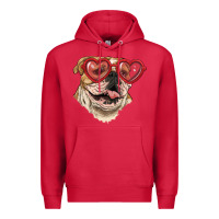 Cardinal English bulldog with love glass Premium Hoodie - RanaPortraitStore