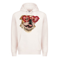 Pale Pink English bulldog with love glass Premium Hoodie - RanaPortraitStore