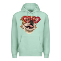 Seafoam English bulldog with love glass Premium Hoodie - RanaPortraitStore