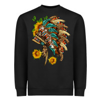 Black indian headdress with pattern and sunflowers Heavyweight Sweatshirt - HRA Design Shop