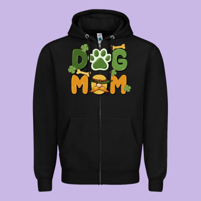 St. Patricks Day Dog Mom Zipper Hoodie Designed By Maliassmallbusiness