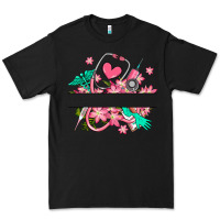 Black nurse flowers custom name design Premium Tee - RanaPortraitStore
