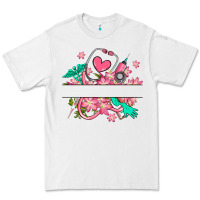White nurse flowers custom name design Premium Tee - RanaPortraitStore