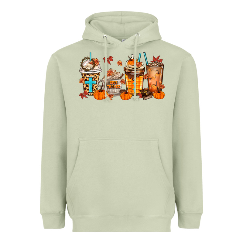 Give Thanks Coffee Cups Heavyweight Hoodie by MaliasSmallBusiness | Teevron
