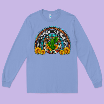 Cactus Sunflower Horseshoe Rainbow Long Sleeve Tee Designed By Artiststas
