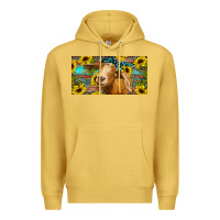 Antique Gold Goat with sunflowers and leopard Premium Hoodie - RanaPortraitStore
