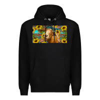 Black Goat with sunflowers and leopard Premium Hoodie - RanaPortraitStore