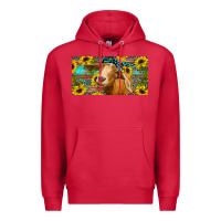 Cardinal Goat with sunflowers and leopard Premium Hoodie - RanaPortraitStore