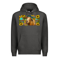 Charcoal Heather Goat with sunflowers and leopard Premium Hoodie - RanaPortraitStore