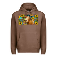 Chestnut Goat with sunflowers and leopard Premium Hoodie - RanaPortraitStore