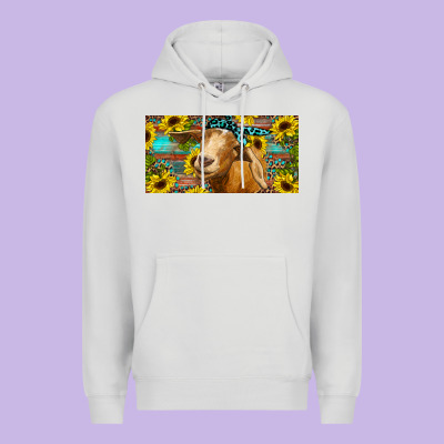 Goat With Sunflowers And Leopard Premium Hoodie Designed By Ranaportraitstore