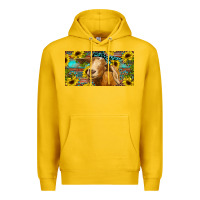 Lemon Goat with sunflowers and leopard Premium Hoodie - RanaPortraitStore