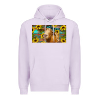 Lilac Goat with sunflowers and leopard Premium Hoodie - RanaPortraitStore