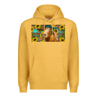 Mustard Goat with sunflowers and leopard Premium Hoodie - RanaPortraitStore