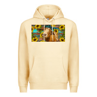 Pina Colada Goat with sunflowers and leopard Premium Hoodie - RanaPortraitStore