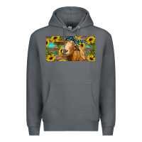 Rock Goat with sunflowers and leopard Premium Hoodie - RanaPortraitStore