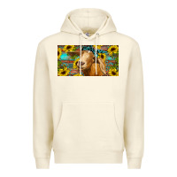 Sandshell Goat with sunflowers and leopard Premium Hoodie - RanaPortraitStore