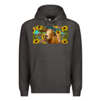Smoke Goat with sunflowers and leopard Premium Hoodie - RanaPortraitStore