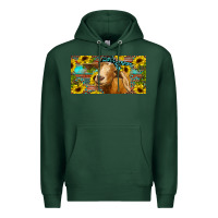 Sports Green Goat with sunflowers and leopard Premium Hoodie - RanaPortraitStore