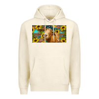 Tofu Goat with sunflowers and leopard Premium Hoodie - RanaPortraitStore