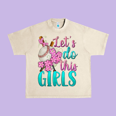 Let's Do This Girls Baseball Urban Heavy Tee Designed By Bundleandbundleshop