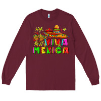 Burgundy viva mexica Long Sleeve Tee - AdoDesignShop