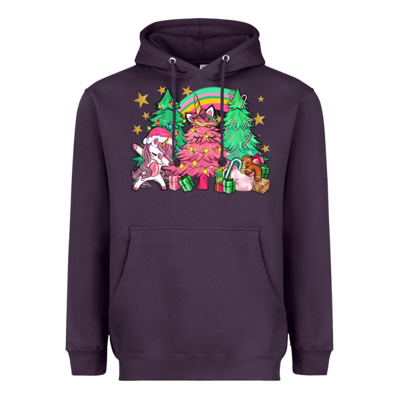 Unicorn Christmas Trees Heavyweight Hoodie by NancyCooperArtShop | Teevron