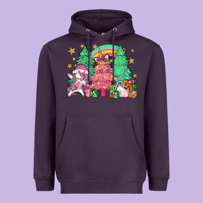 Unicorn Christmas Trees Heavyweight Hoodie Designed By Nancycooperartshop