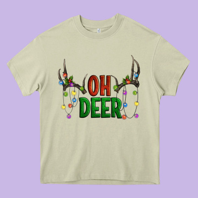 Oh Deer Christmas Heavy Core Tee Designed By Artiststas