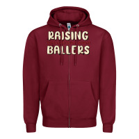Burgundy raising ballers Zipper Hoodie - MaliasSmallBusiness