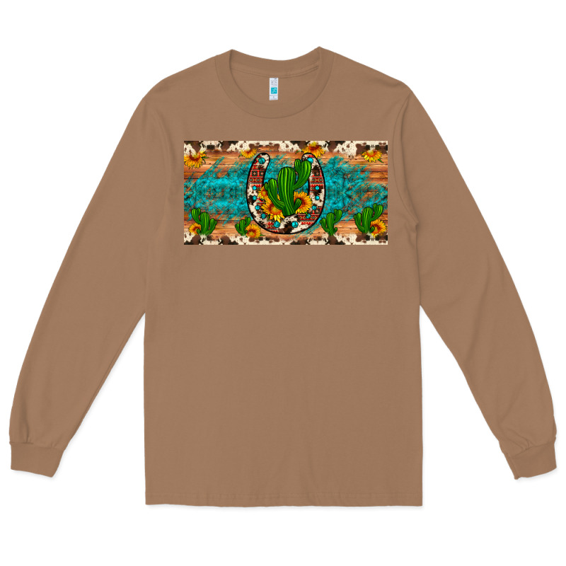 Cactus Sunflower Horseshoe License Plate Long Sleeve Tee by Artiststas | Teevron