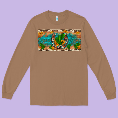 Cactus Sunflower Horseshoe License Plate Long Sleeve Tee Designed By Artiststas