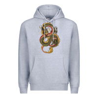 Heather Grey green and yellow dragon Premium Hoodie - RanaPortraitStore