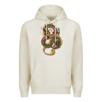 Oatmeal Heather green and yellow dragon Premium Hoodie - RanaPortraitStore