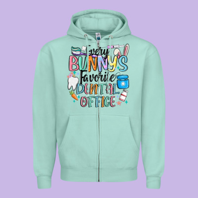 Every Bunnys Favorite Dental Office Zipper Hoodie Designed By Maliassmallbusiness