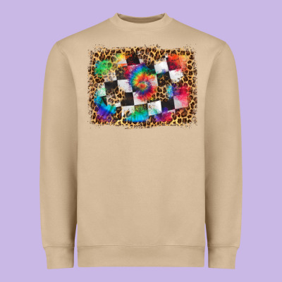 Race Leopard And Tie Dye Background Heavyweight Sweatshirt Designed By Hra Design Shop