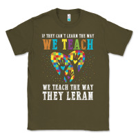 Army Green Autism Awareness Teacher Classic Tee - CowhideDigitalArt