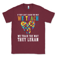 Burgundy Autism Awareness Teacher Classic Tee - CowhideDigitalArt