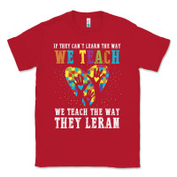 Red Autism Awareness Teacher Classic Tee - CowhideDigitalArt