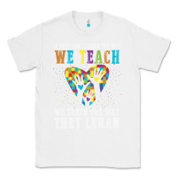 White Autism Awareness Teacher Classic Tee - CowhideDigitalArt