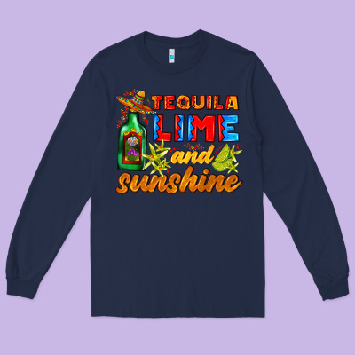 Tequila Lime And Sunshine Long Sleeve Tee Designed By Adodesignshop